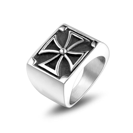 Titanium Steel Men's Simple Cross-Border Ring - European and American Style