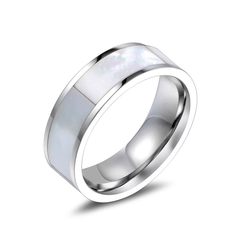 Trendy Korean Circle Shell Titanium Steel Ring for Men and Women - Everyday Genie Collection