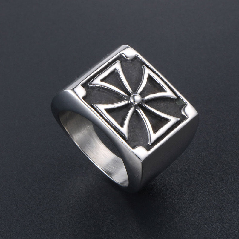 Titanium Steel Men's Simple Cross-Border Ring - European and American Style