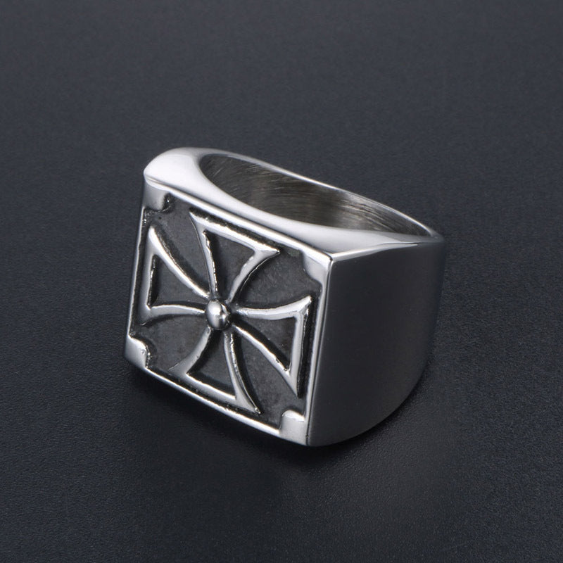 Titanium Steel Men's Simple Cross-Border Ring - European and American Style