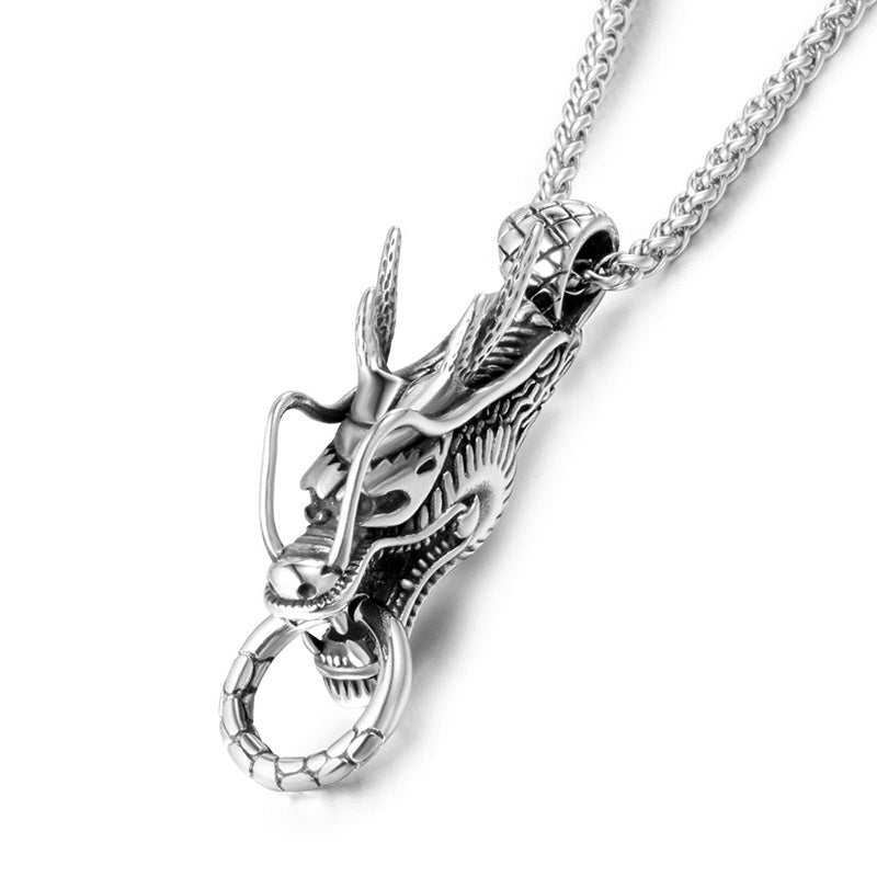 Personalized Titanium Steel Gold Dragon Necklace for Trendy Men