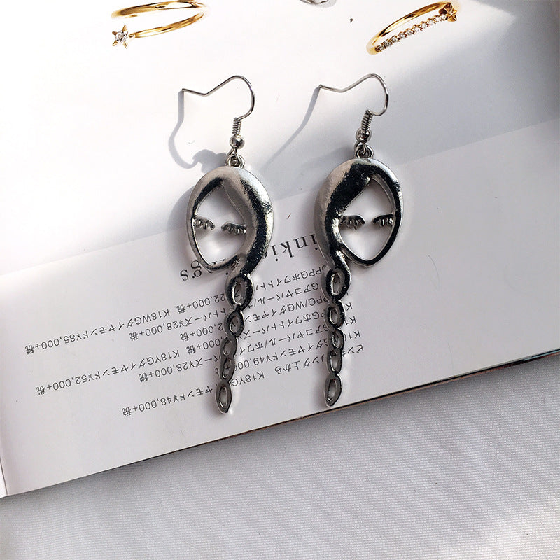 Exaggerated Abstract Metal Face Earrings with Personalized Touch - Vienna Verve Collection