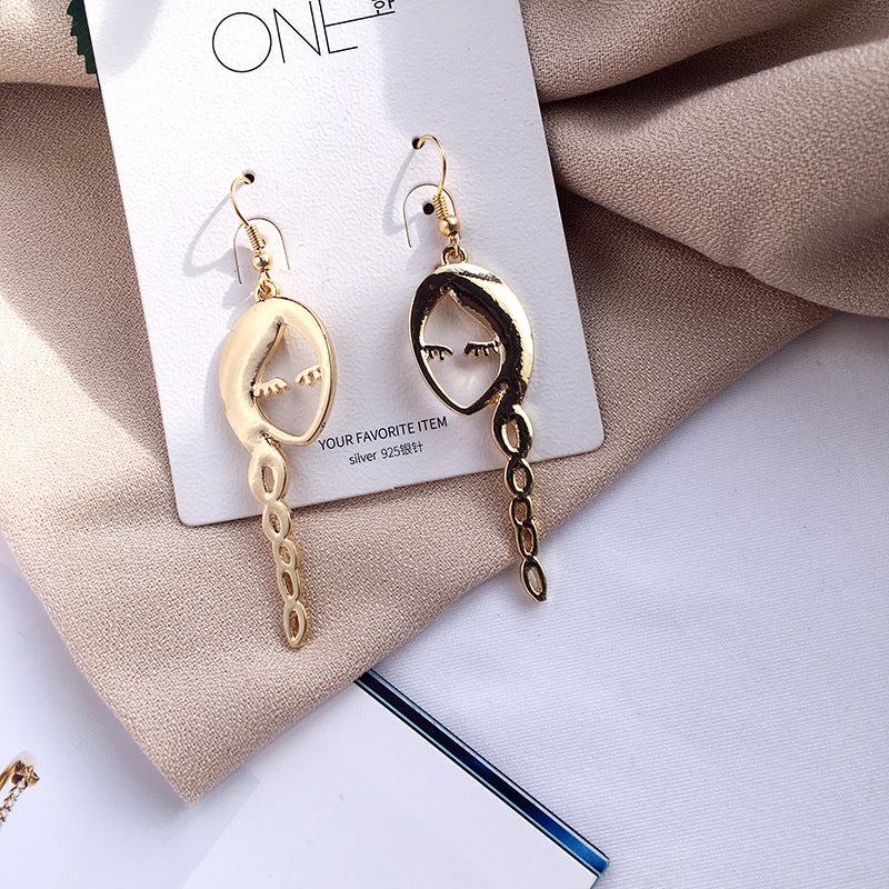 Exaggerated Abstract Metal Face Earrings with Personalized Touch - Vienna Verve Collection