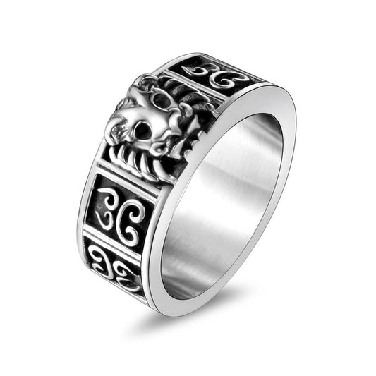 Retro Lion Head Titanium Steel Ring for Men - Wholesale Accessories