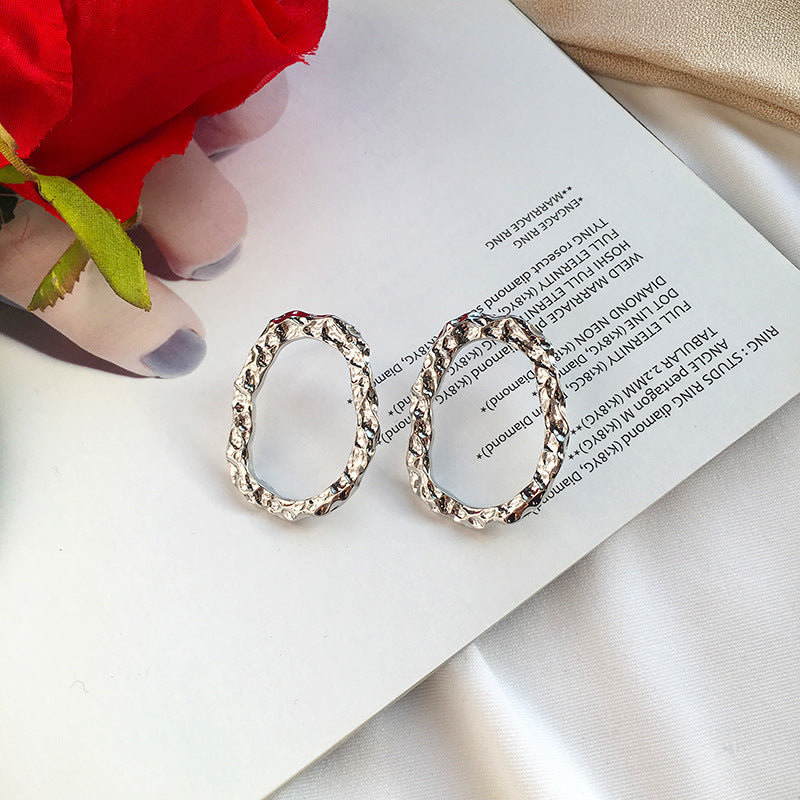 Irregular Patterned Metal Earrings with Korean Influence