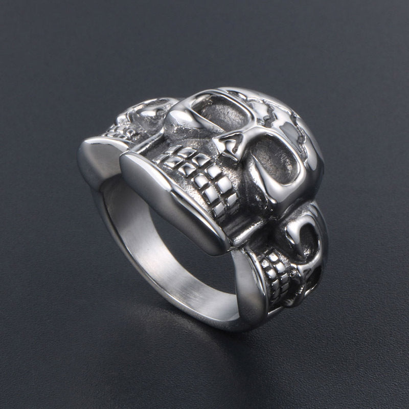 Titanium Steel Skull Ring for Men - Retro Punk Style Jewelry Trend