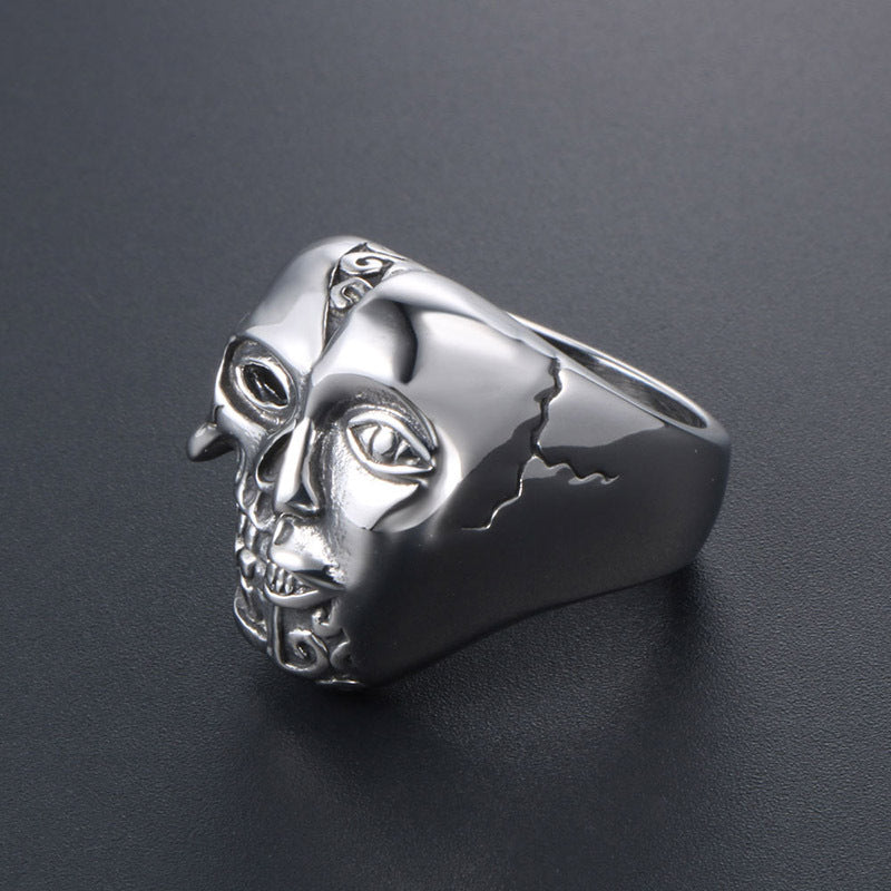 Personalized Two-Sided Face Avatar Titanium Steel Ring for Men - Unique Rock Accessories