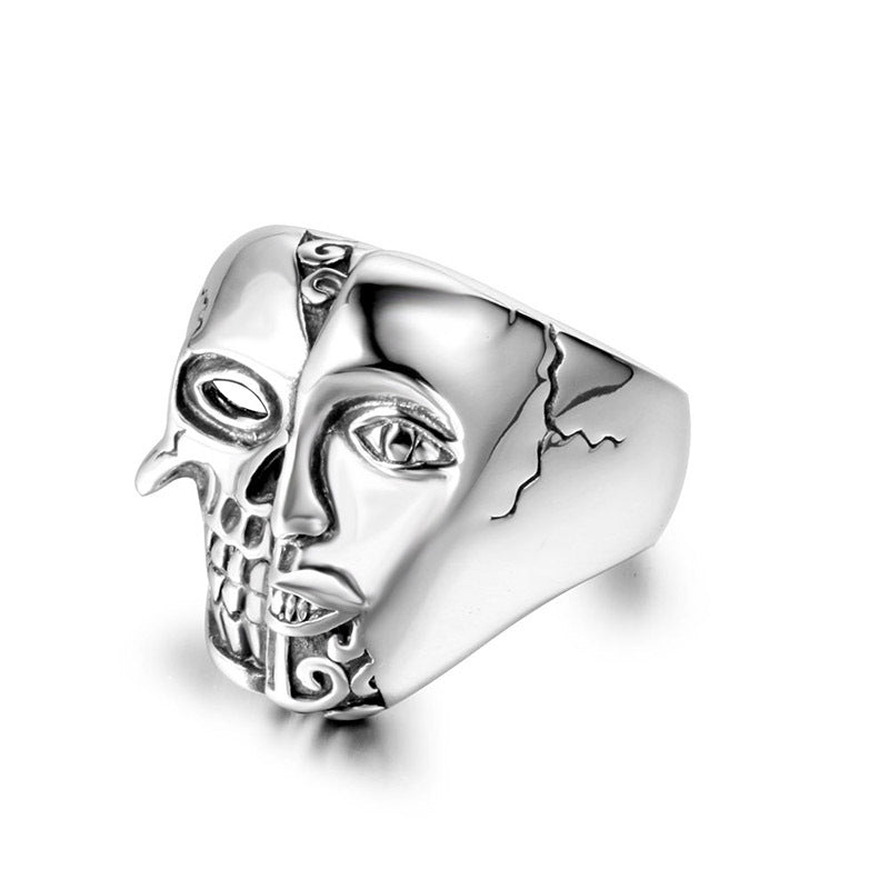 Personalized Two-Sided Face Avatar Titanium Steel Ring for Men - Unique Rock Accessories