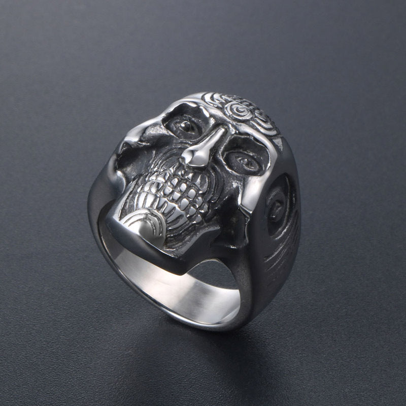 Men's Punk Gothic Skull Ring in Titanium Steel – Wholesale Jewelry for Unique Personalities