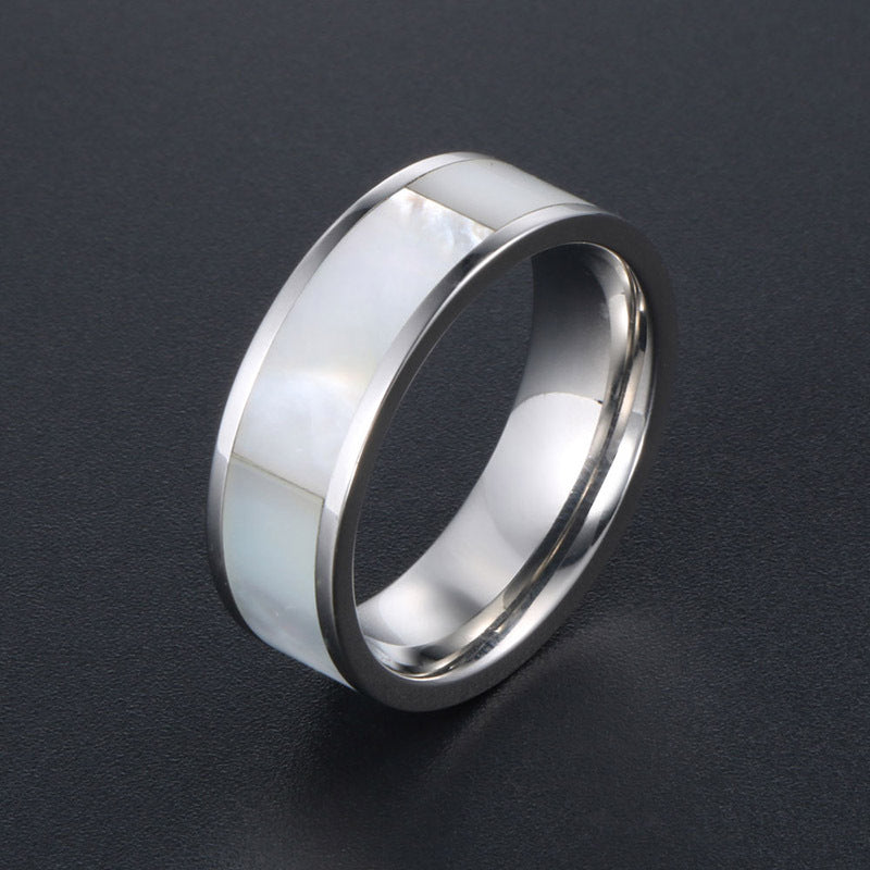 Trendy Korean Circle Shell Titanium Steel Ring for Men and Women - Everyday Genie Collection