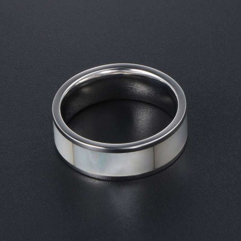 Trendy Korean Circle Shell Titanium Steel Ring for Men and Women - Everyday Genie Collection