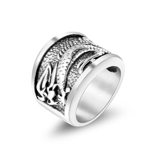 Planderful Everyday Genie Titanium Steel Embossed Tenglong Xiangyun Men's Fashion Ring