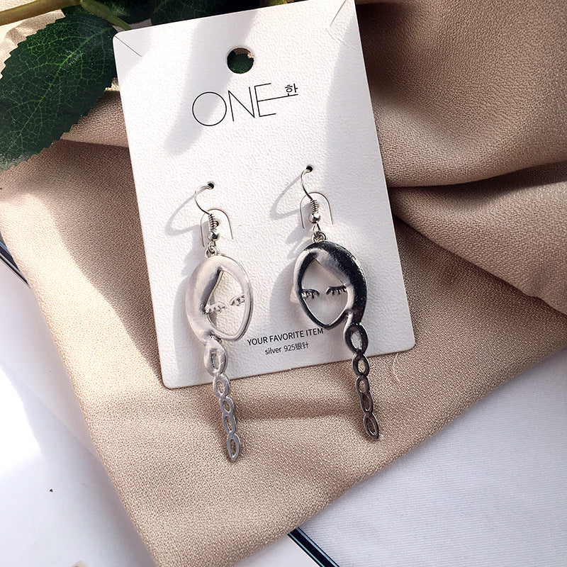 Exaggerated Abstract Metal Face Earrings with Personalized Touch - Vienna Verve Collection