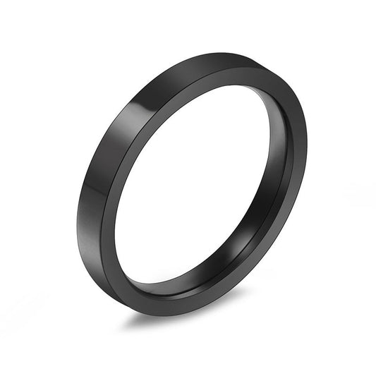 Elegant Gold and Black Steel Couple Rings for Men and Women - Simple Japanese and Korean Design