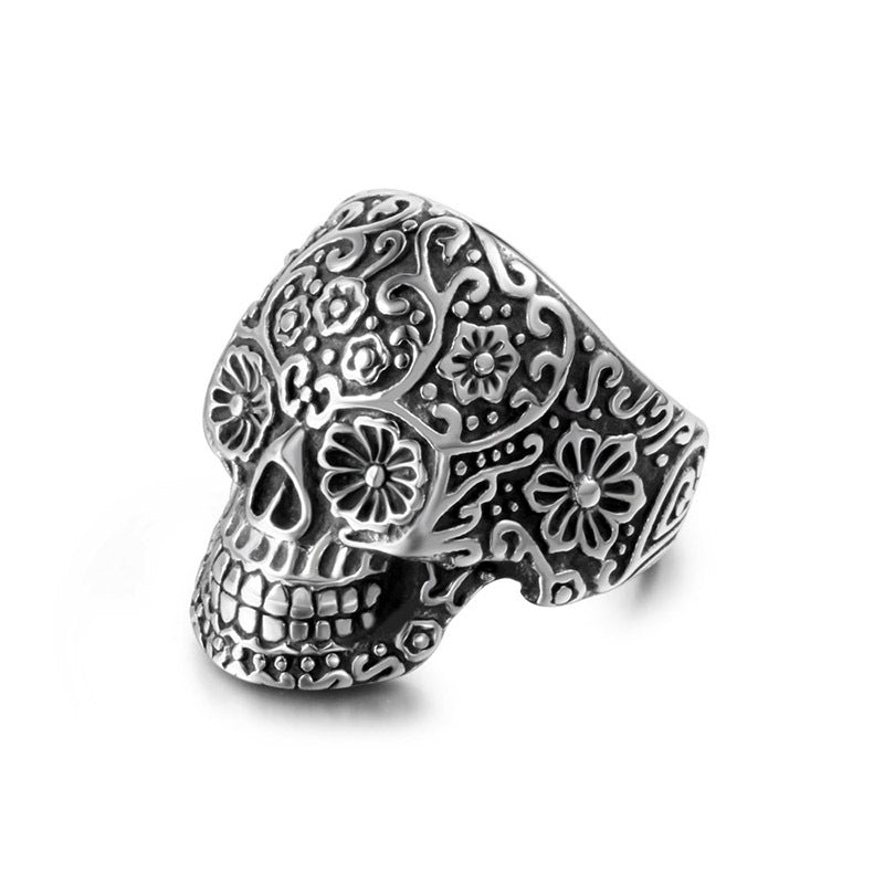 Titanium Steel Vampire Skull Ring - Punk Men's Jewelry in Cross-Border Style