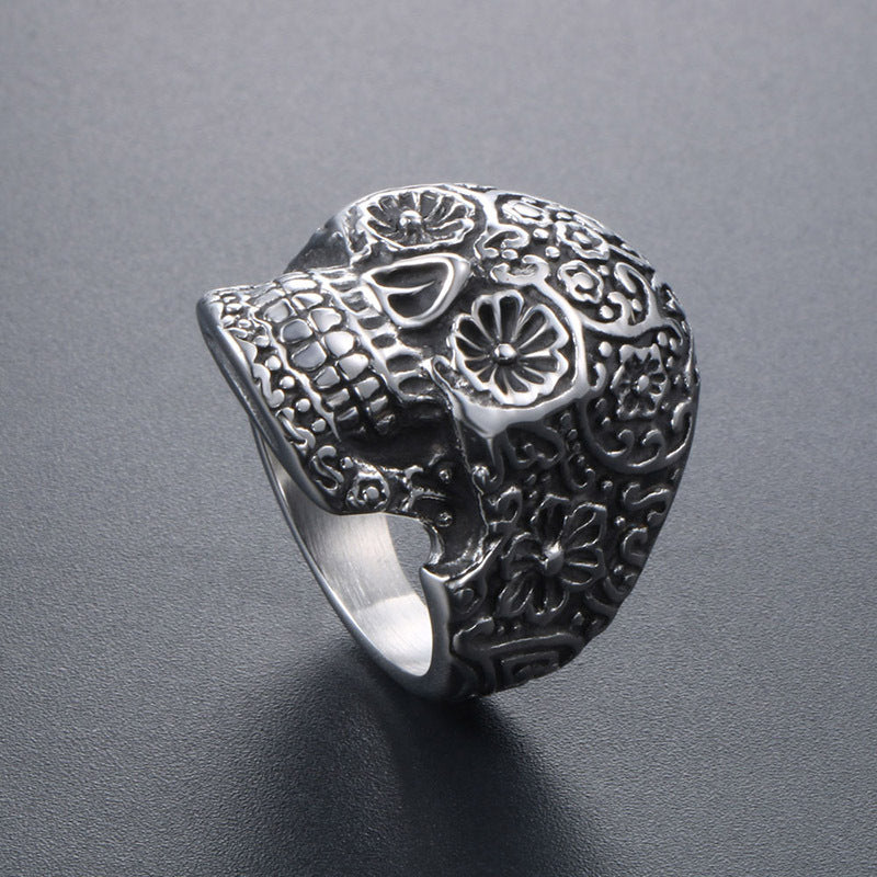 Titanium Steel Vampire Skull Ring - Punk Men's Jewelry in Cross-Border Style