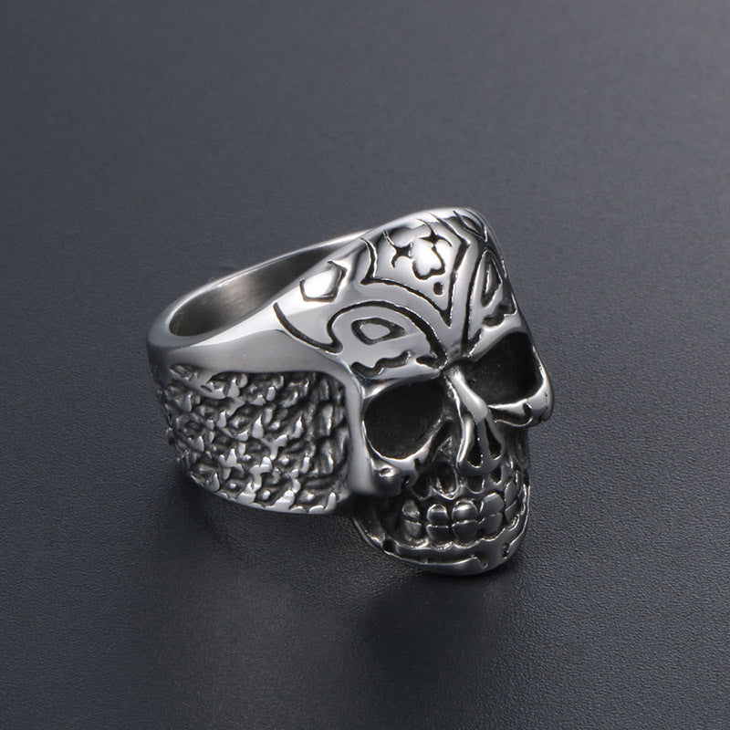 Vintage-Inspired Skull Design Oversized Titanium Steel Ring - Stylish Thumb Ring for Men in Stainless Steel