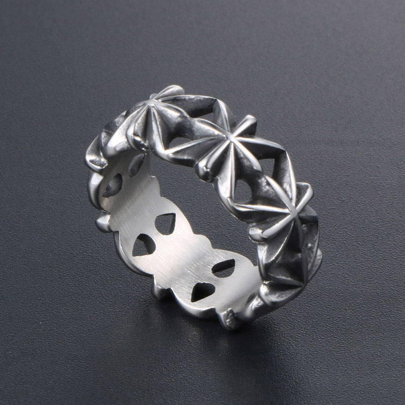 Retro Rice Flower Tail Ring for Men - Trendy Personalized Titanium Steel Index Finger Accessory