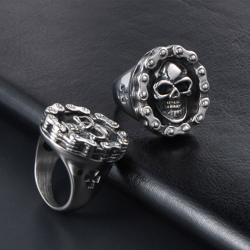 Vintage-Inspired Titanium Steel Skull Ring for Men - Personalized Hip-Hop Soil Jewelry