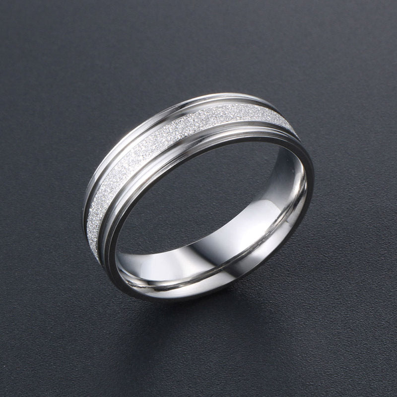 Trendy Japanese-Korean Couple's Titanium Steel Ring - Happy Whisper Design for Men