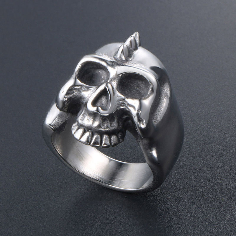 Customizable Punk Skull Ring in Titanium Steel for Men - Rock Style Jewelry