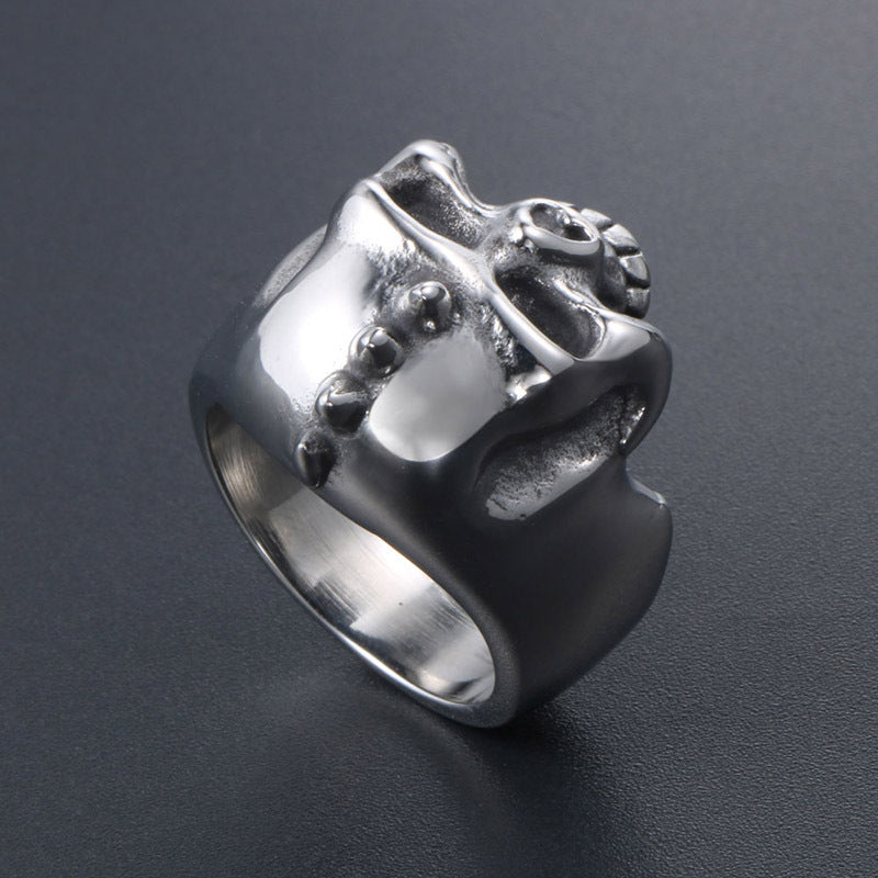 Customizable Punk Skull Ring in Titanium Steel for Men - Rock Style Jewelry