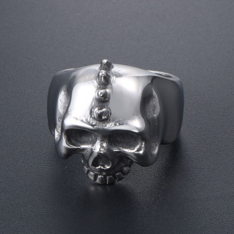 Customizable Punk Skull Ring in Titanium Steel for Men - Rock Style Jewelry