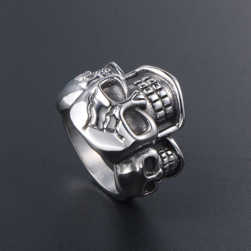 Titanium Steel Skull Ring for Men - Retro Punk Style Jewelry Trend