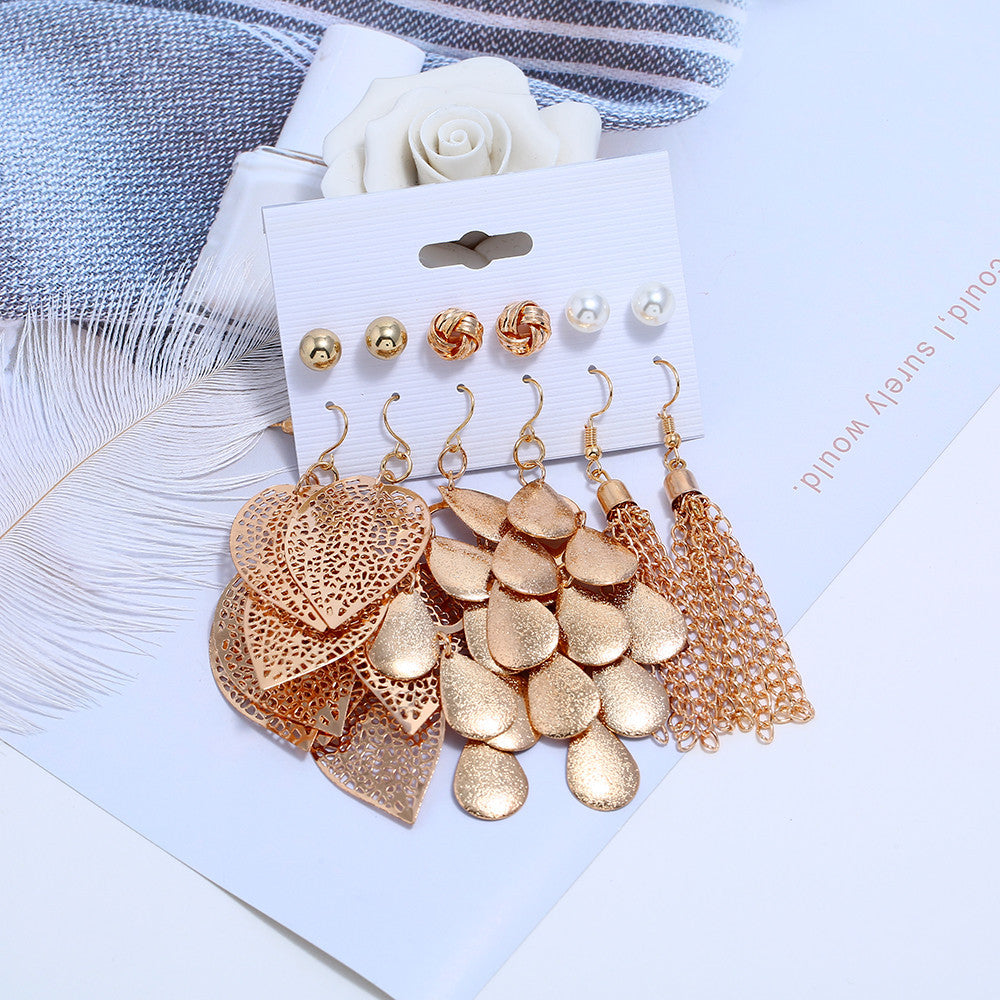 Enchanting Vienna Verve 6-Piece Leaf & Pearl Earring Set