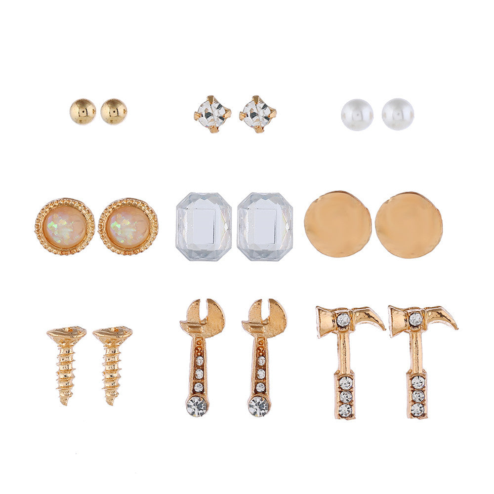 Cross-border Vienna Verve Metal Stud Earrings Set