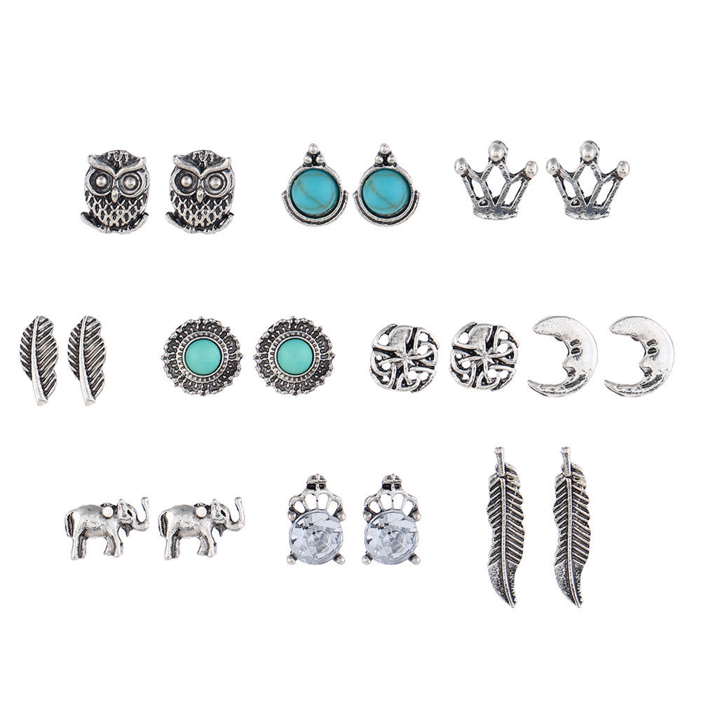 Earthy Boho Charm 10-Piece Earring Collection