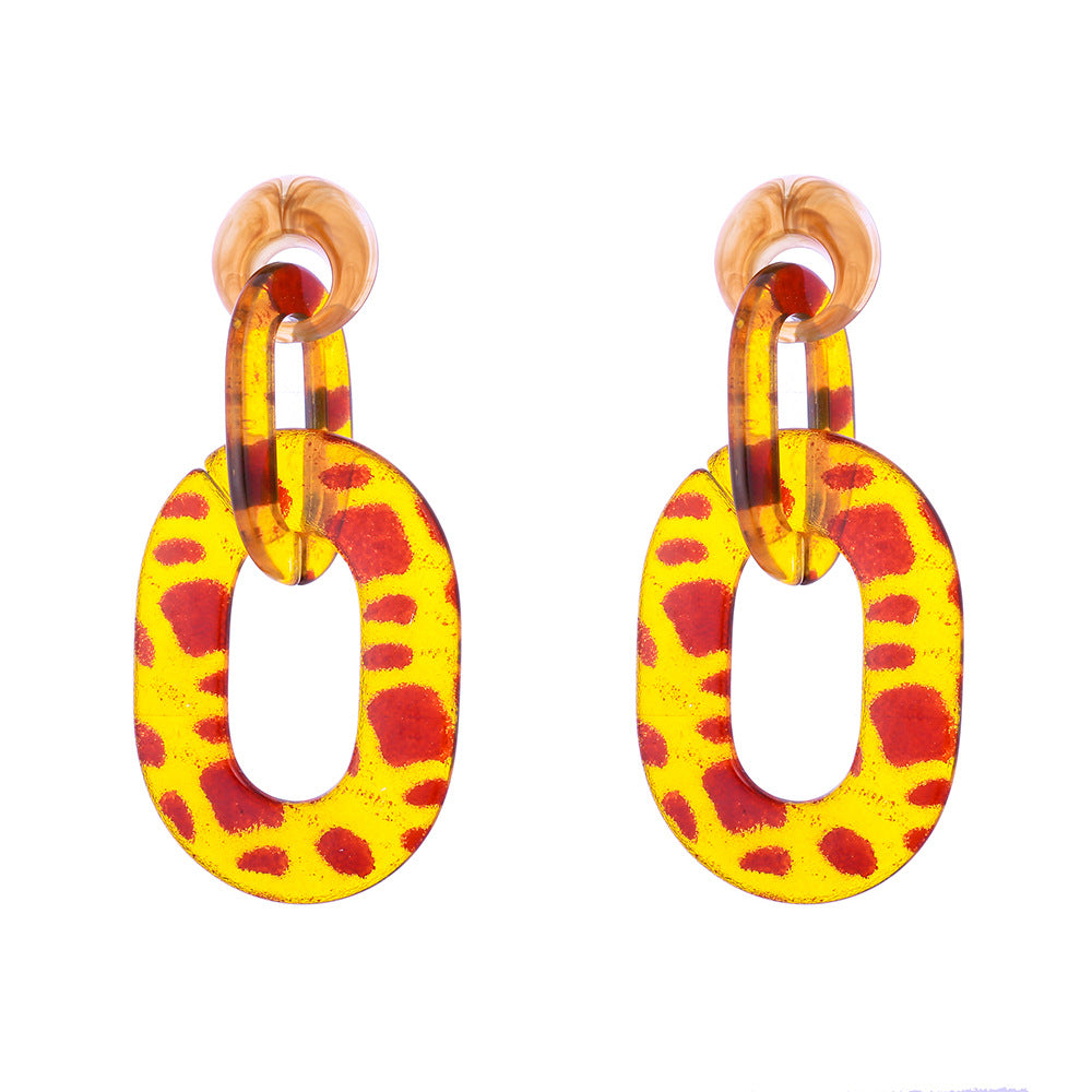 Leopard Print Resin Multi Ring Earrings