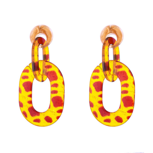 Leopard Print Resin Multi Ring Earrings