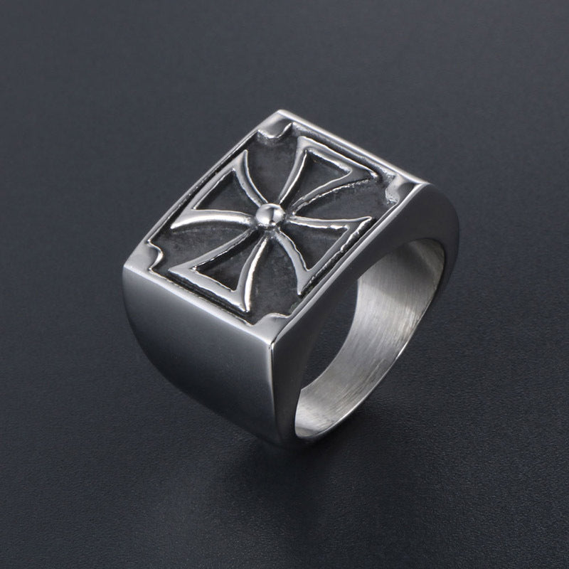 Titanium Steel Men's Simple Cross-Border Ring - European and American Style