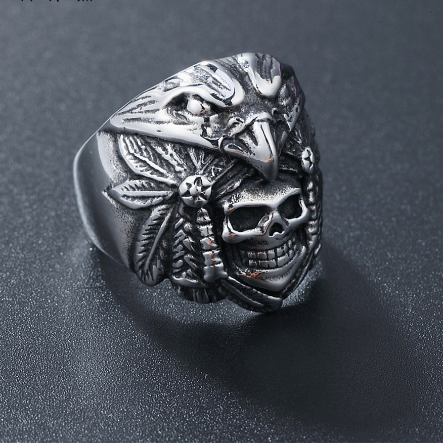 Halloween Eagle Skull Titanium Steel Ring for Men