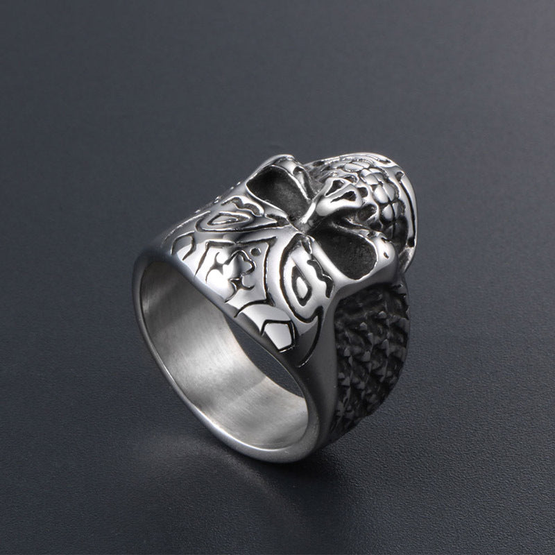 Vintage-Inspired Skull Design Oversized Titanium Steel Ring - Stylish Thumb Ring for Men in Stainless Steel