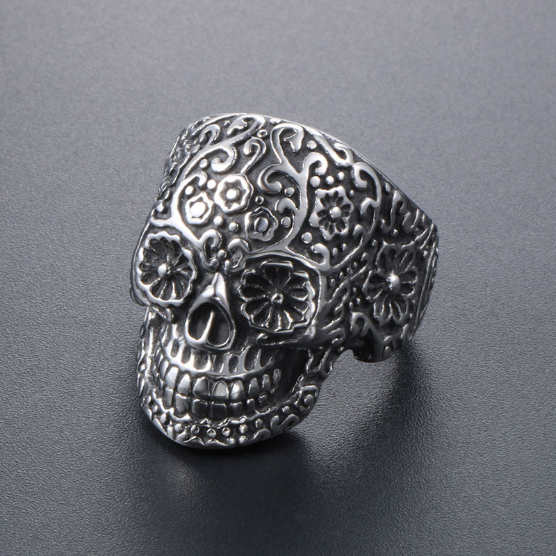 Titanium Steel Vampire Skull Ring - Punk Men's Jewelry in Cross-Border Style