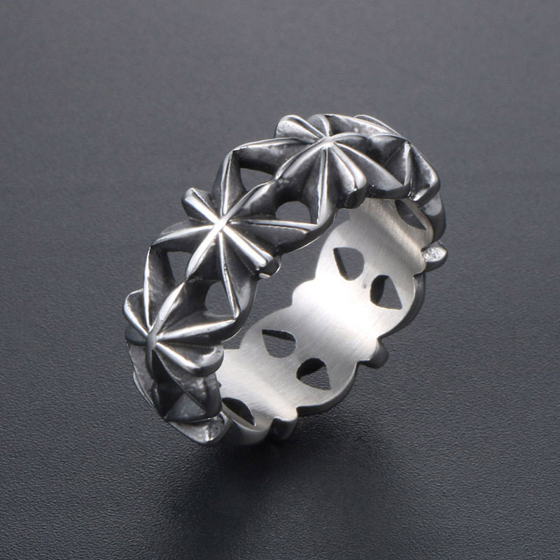 Retro Rice Flower Tail Ring for Men - Trendy Personalized Titanium Steel Index Finger Accessory