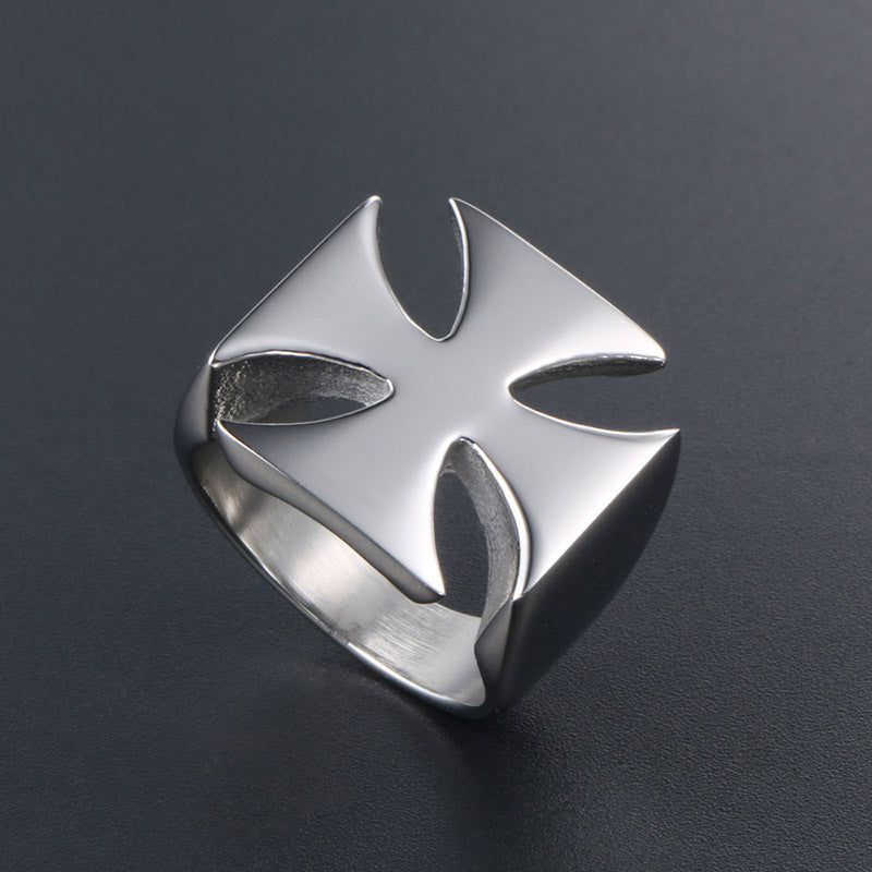 Sleek Cross-Shaped Titanium Steel Ring for Trendy Men and Women