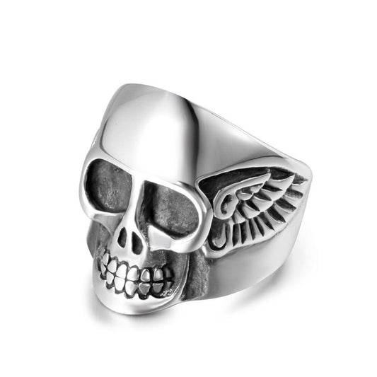 Gothic Rock Punk Skull Titanium Steel Ring for Men - Cross-border Supply