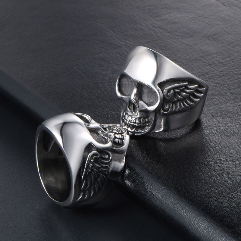 Gothic Rock Punk Skull Titanium Steel Ring for Men - Cross-border Supply