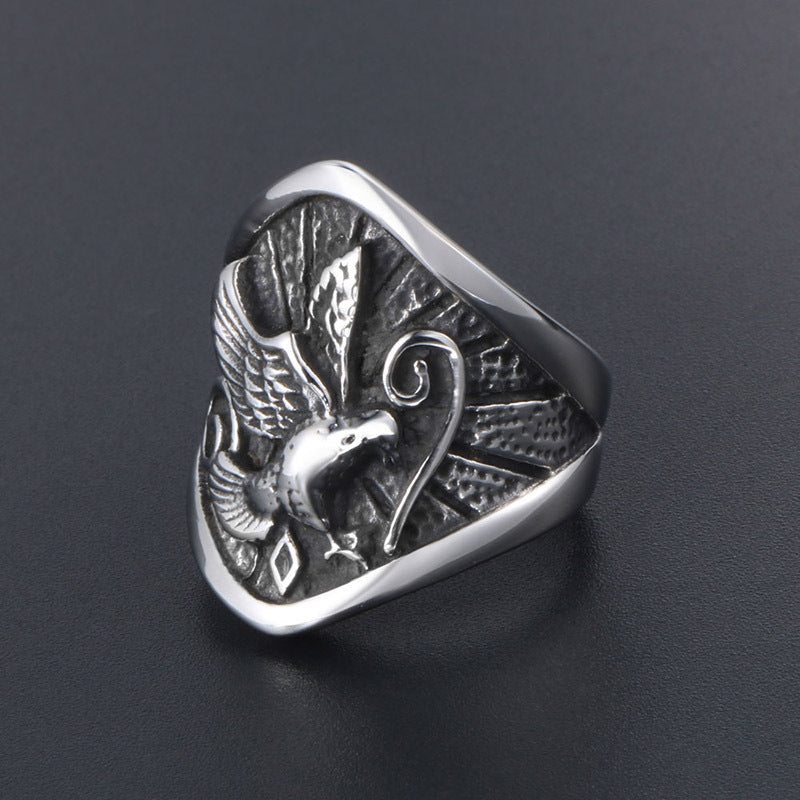 Vintage Personalized Eagle Ring for Men - Unique Titanium Steel Jewelry