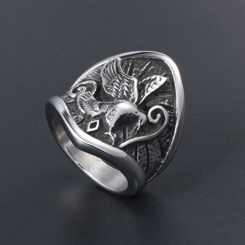 Vintage Personalized Eagle Ring for Men - Unique Titanium Steel Jewelry