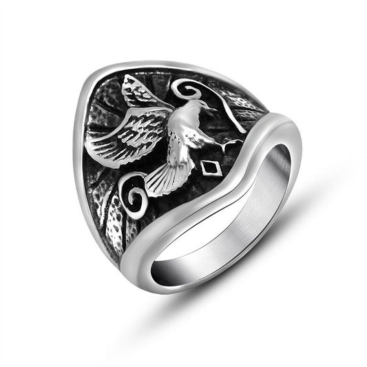 Vintage Personalized Eagle Ring for Men - Unique Titanium Steel Jewelry