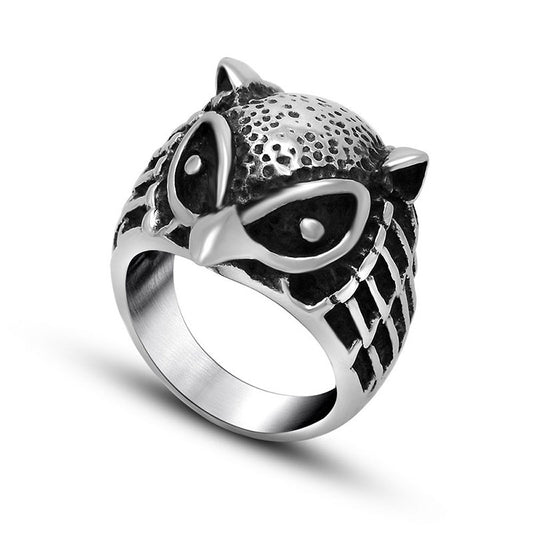 Titanium Steel Retro Owl Ring for Couples - Creative Exaggerated Jewelry for Men