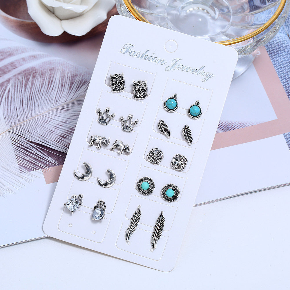 Earthy Boho Charm 10-Piece Earring Collection