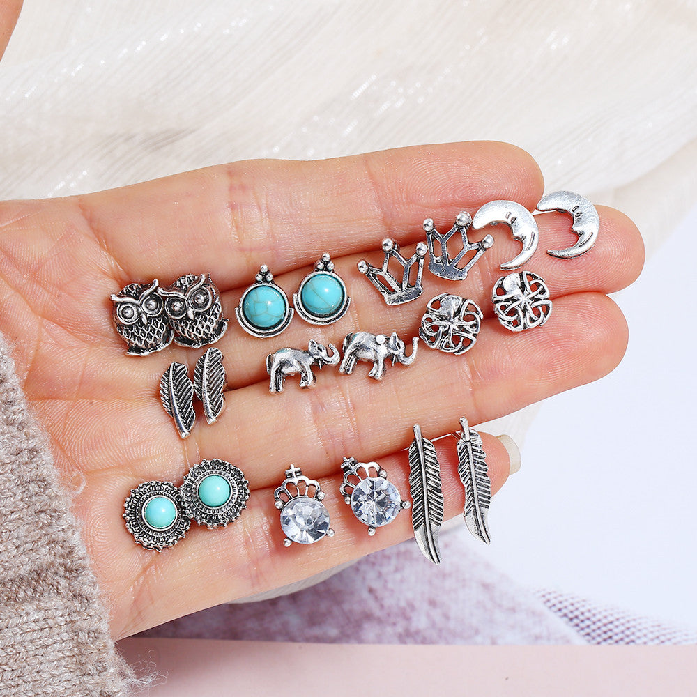 Earthy Boho Charm 10-Piece Earring Collection