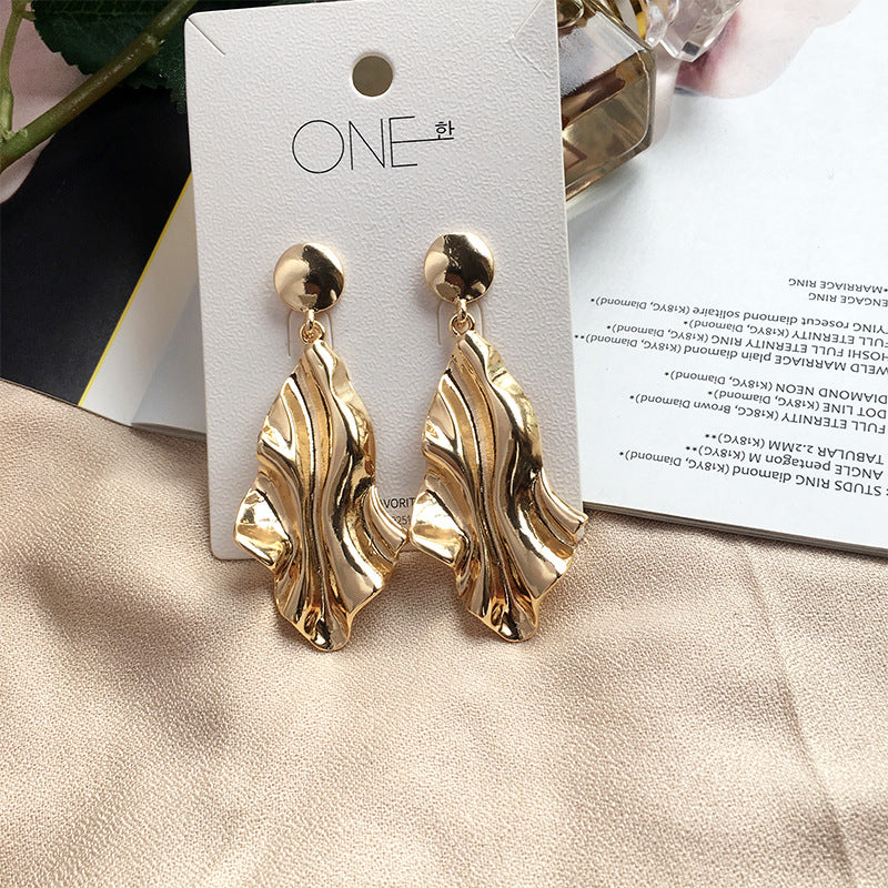 Alloy Water Ripple Exaggerated Earrings - Vienna Verve Collection