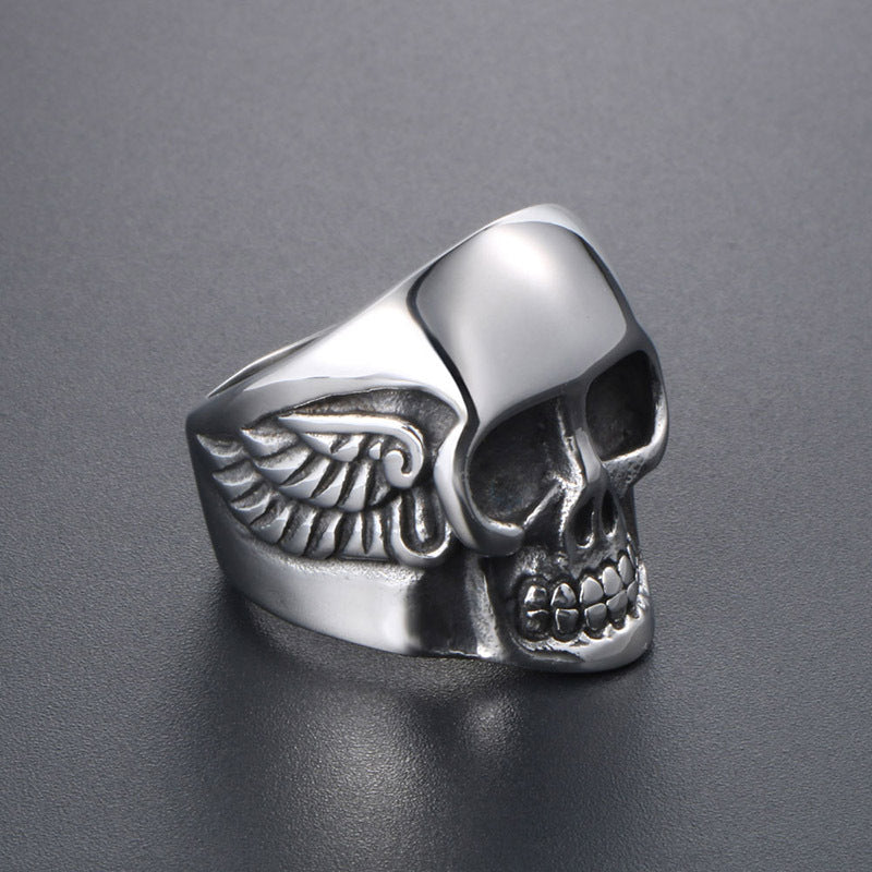 Gothic Rock Punk Skull Titanium Steel Ring for Men - Cross-border Supply