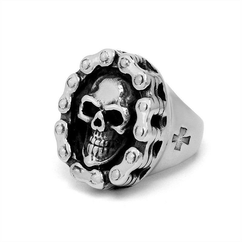 Vintage-Inspired Titanium Steel Skull Ring for Men - Personalized Hip-Hop Soil Jewelry